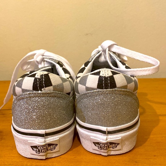 Vans Glitter Checkerboard Old Skool lace up low top sneakers mens 3.5 womens 5 - Picture 4 of 8